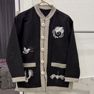 Stunning Jacket with Embroidered Cranes front and back!